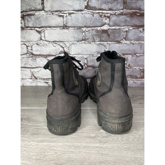 Palladium Black Canvas Fabric Turn Down Lace Up Combat Boots Men Sz 12M US/46EU main image 4